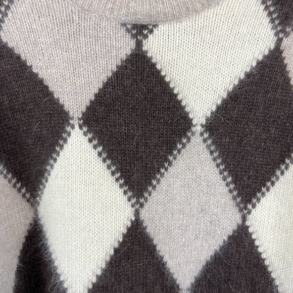 Vintage‎ Rafaella Angora Wool Blend Diamond Argyle Sweater Made in Hong K… - Picture 2 of 7